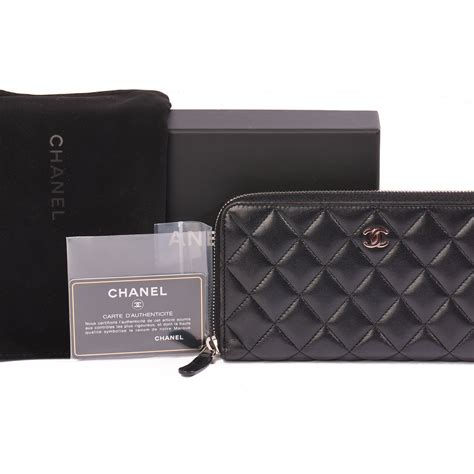 chanel classic long zipped wallet|authentic chanel lambskin wallet.